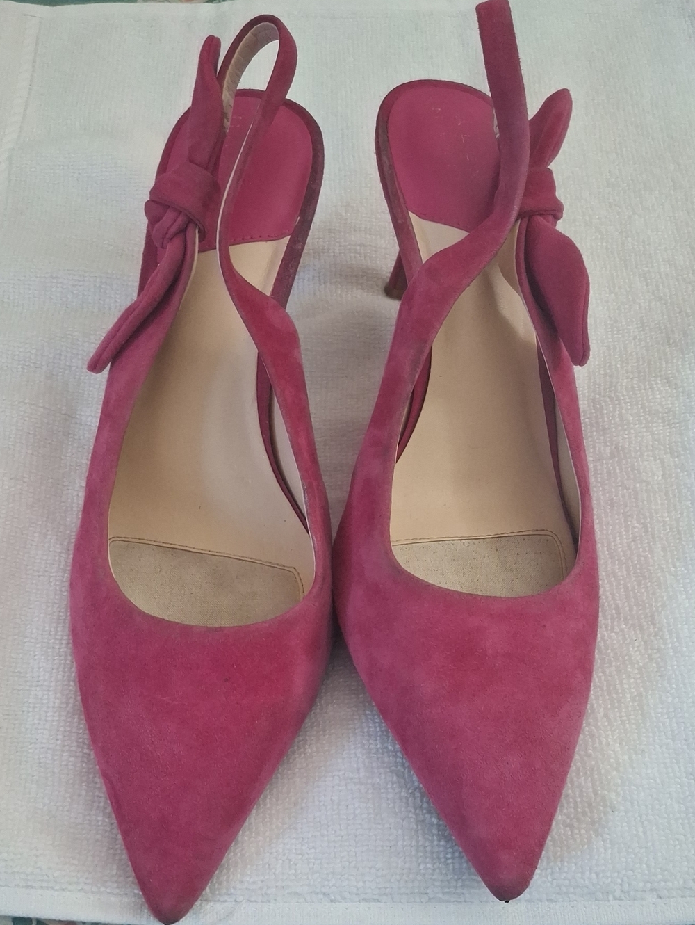 Alex Marie Berry Pink Pointed Slingback Heels with Side Bow